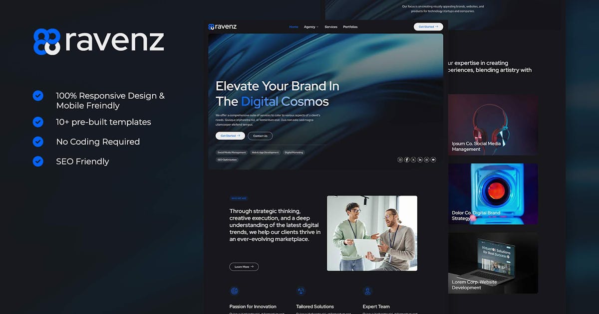 Ravenz – Creative Digital Agency Elementor Template Kit