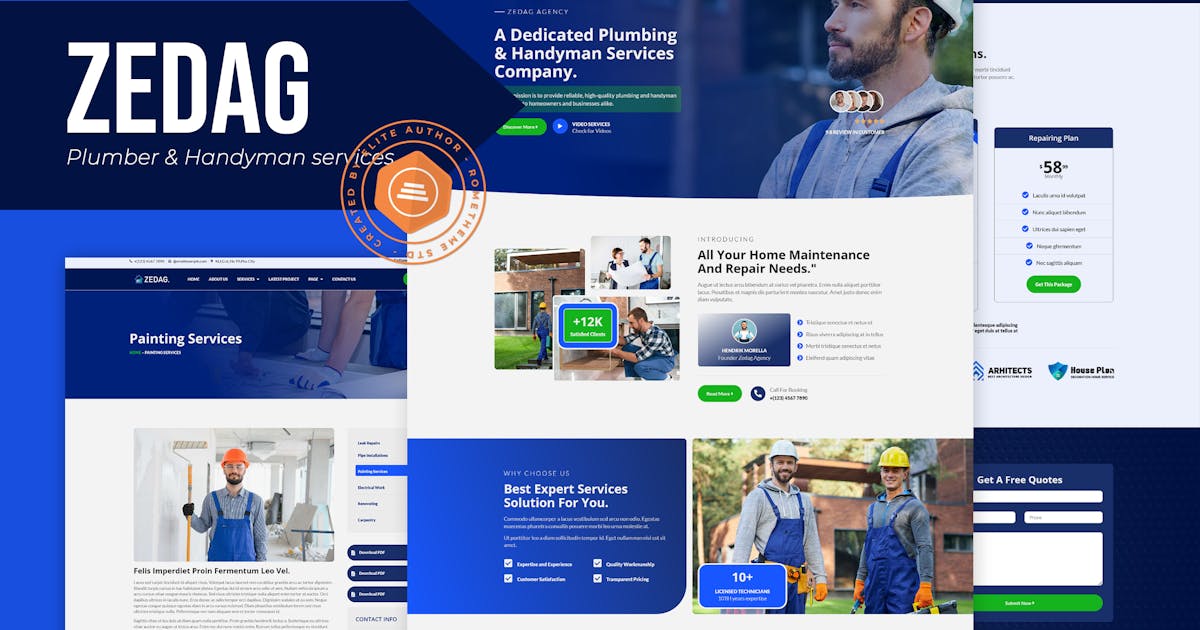 Zedag – Plumber & Handyman Services Elementor Pro Template Kit