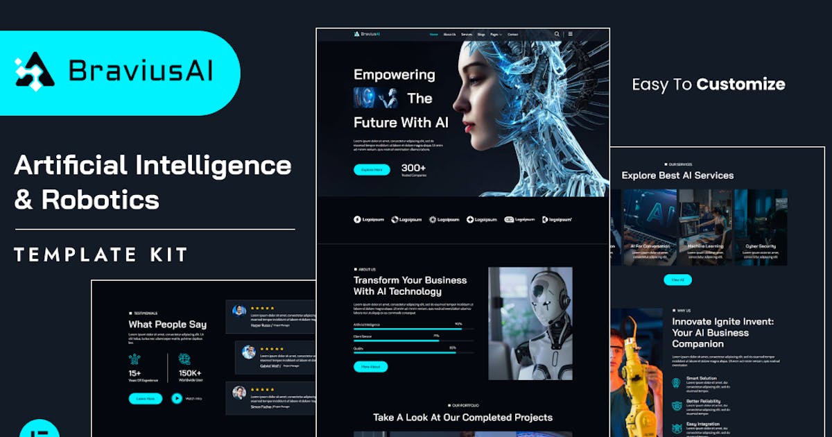 BraviusAI – Artificial Intelligence & Robotics Elementor Template Kit