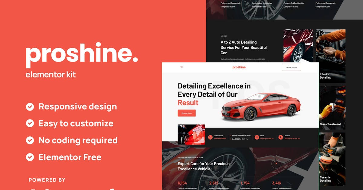 Proshine – Car Detailing & Automotive Services Elementor Template Kit