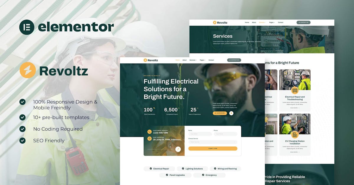 Revoltz – Electrical Installation & Maintenance Elementor Template Kit