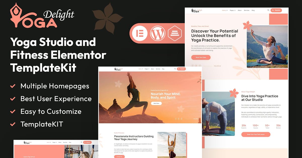 Yoga Delight – Yoga & Fitness Studio Elementor Template Kit