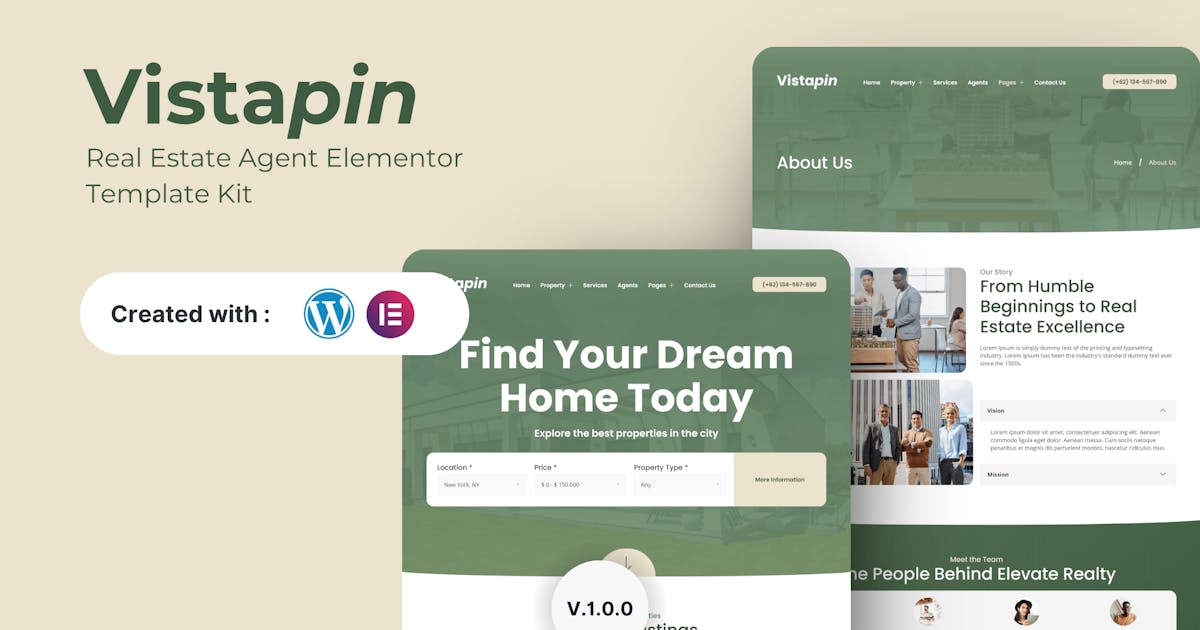 Vistapin – Real Estate Agents Elementor Template Kit