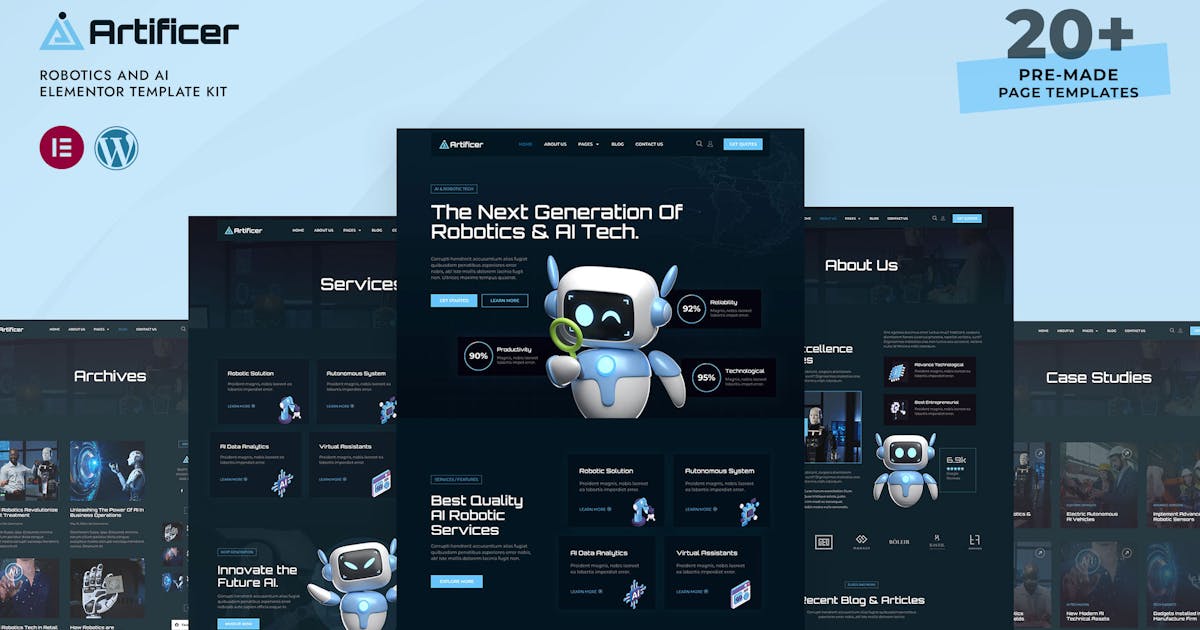 Artificer – Robotics & AI Elementor Pro Template Kit