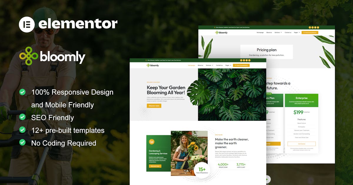 Bloomly – Landscape & Gardening Service Elementor Pro Template Kit