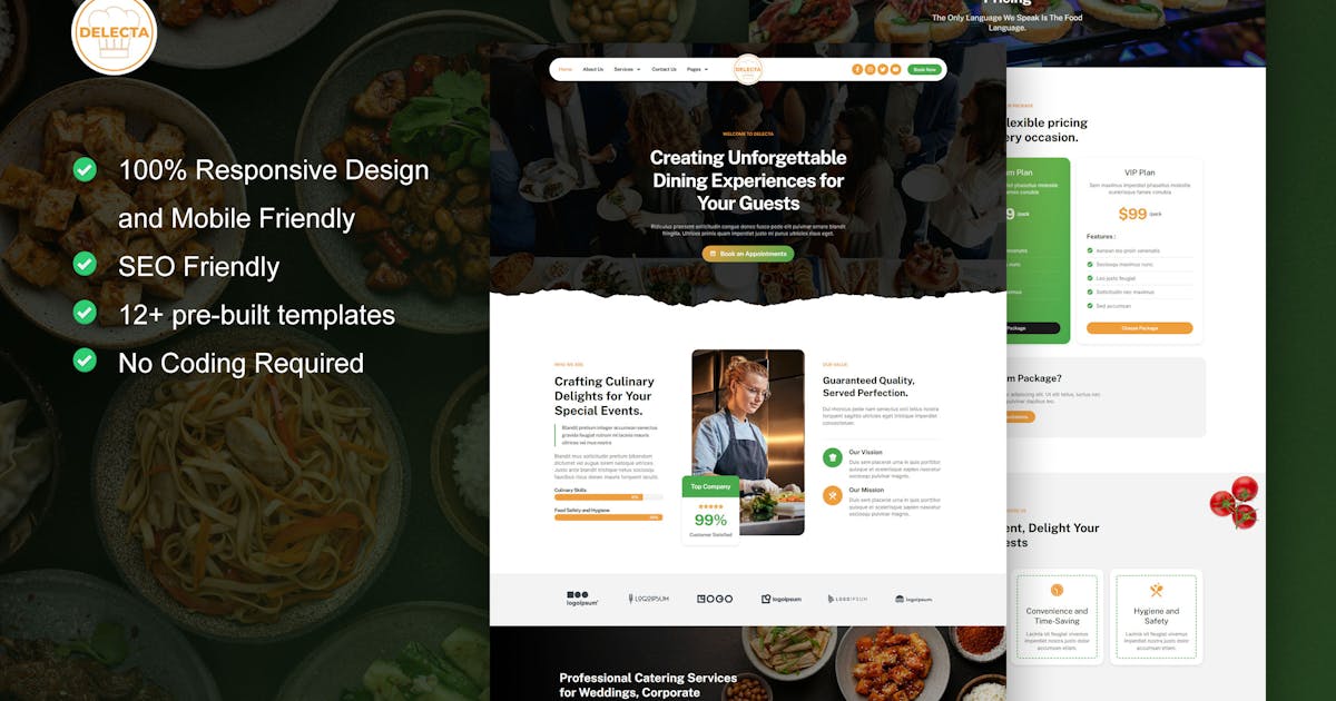 Delecta – Catering Service & Restaurant Elementor Template Kit