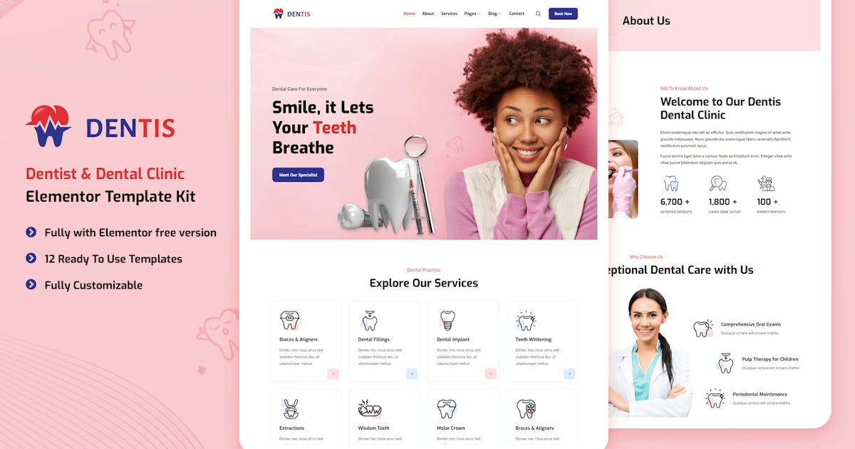 Dentis - Dentist & Dental Clinic Elementor Template Kit
