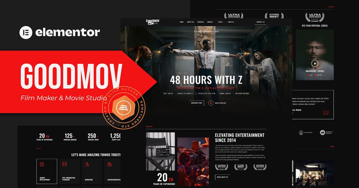 Goodmov – Film Maker & Movie Studio Elementor Template Kit