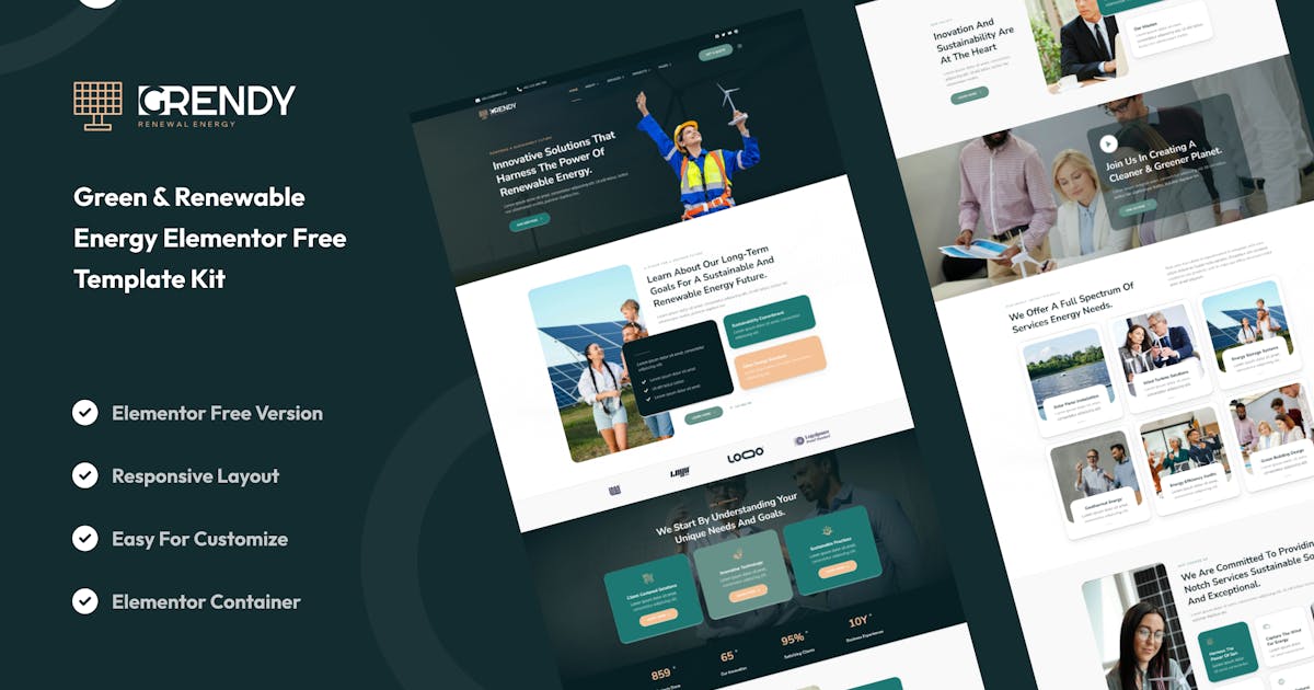 Grendy – Green & Renewable Energy Solutions Elementor Template Kit