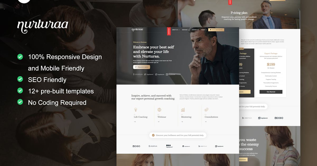 Nurturaa – Life Coach & Motivator Elementor Pro Template Kit