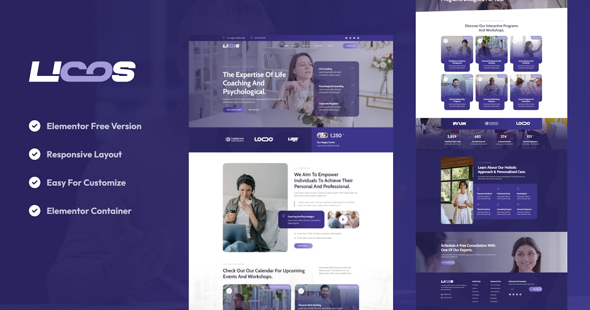 Licos – Life Coach & Psychologist Services Elementor Template Kit