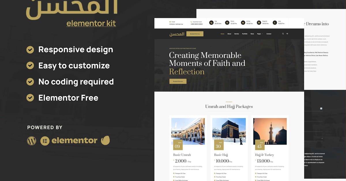 Rahman – Hajj & Umrah Tour Agency Elementor Template Kit