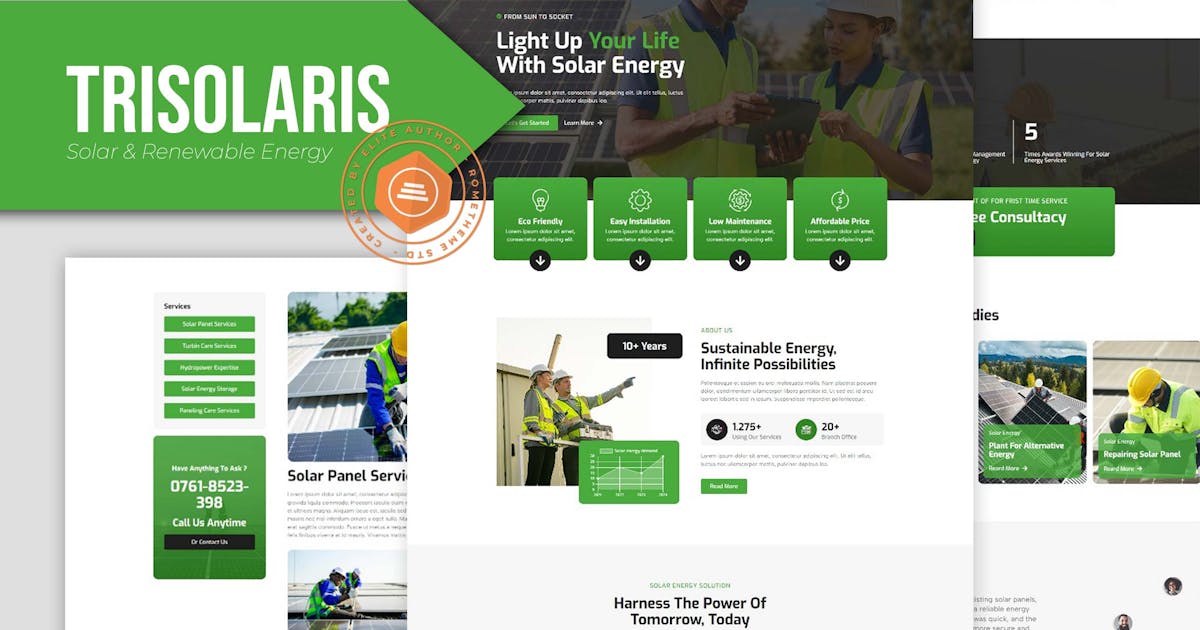 Trisolaris – Solar & Renewable Energy Elementor Template Kit