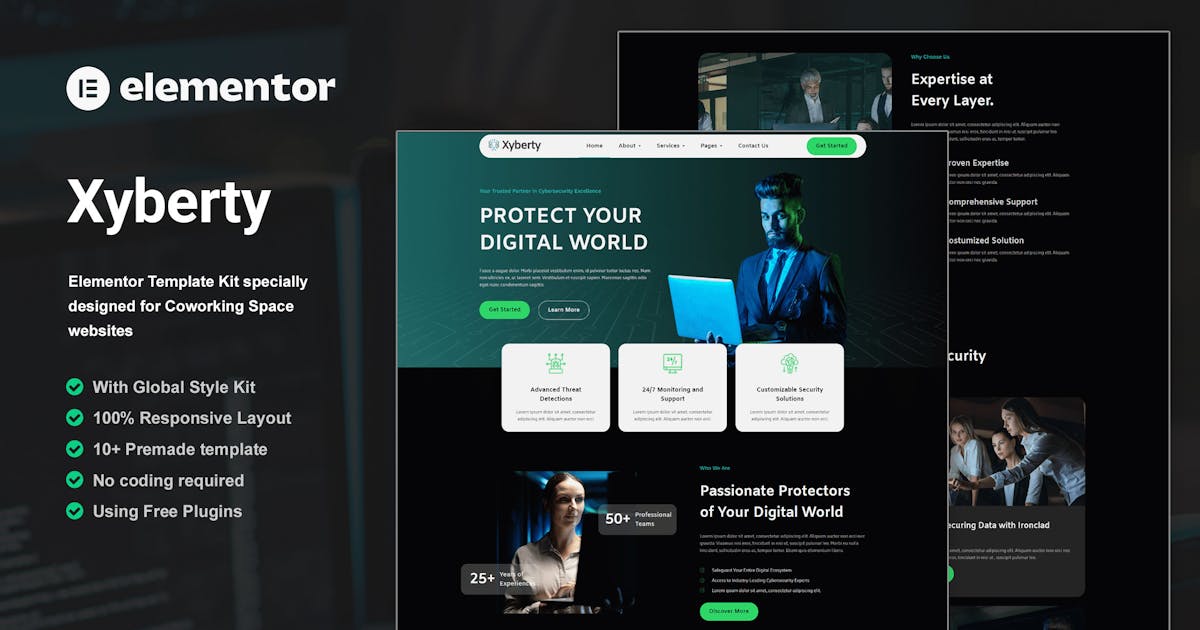 Xyberty – Cyber Security Elementor Template Kit