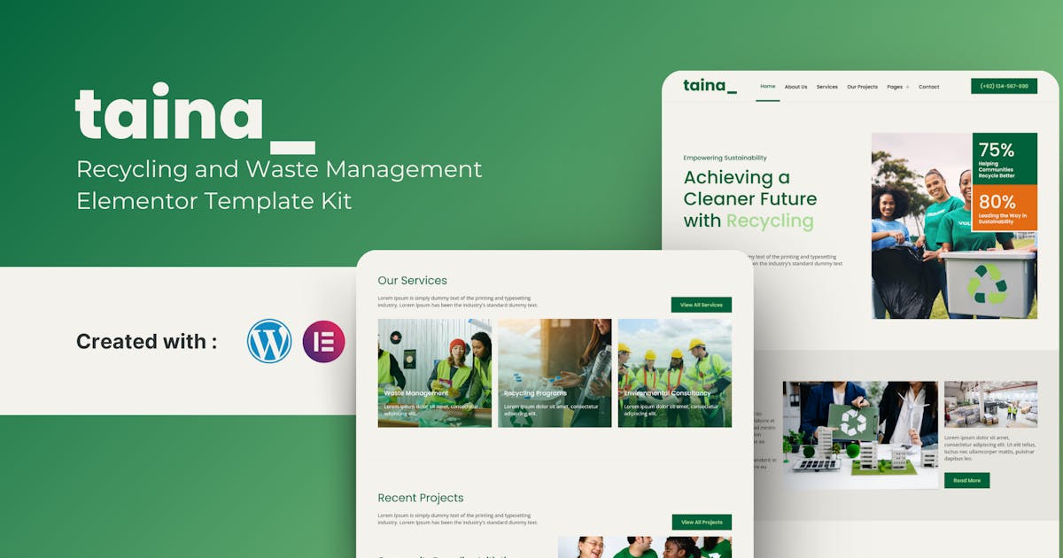 Taina – Recycling & Waste Management Elementor Template Kit