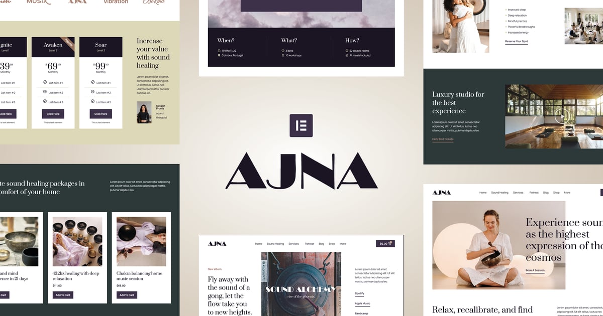 Ajna – Sound Healing & Music Therapy Elementor Pro Template Kit