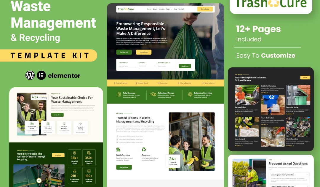 Trashcure - Waste Management & Recycling Service Elementor Template Kit