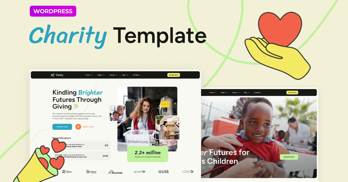 Vively - Charity & Donation Elementor Pro Template Kit