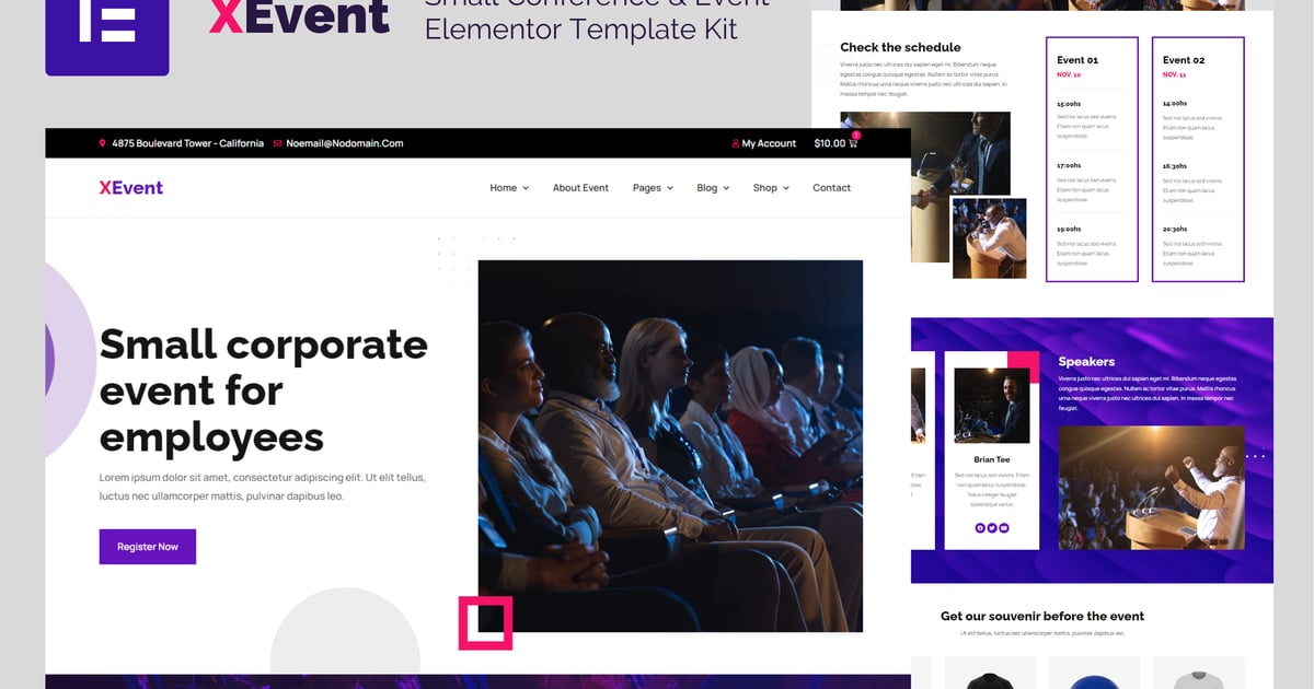 XEvent – Small Conference & Event Elementor Template Kit
