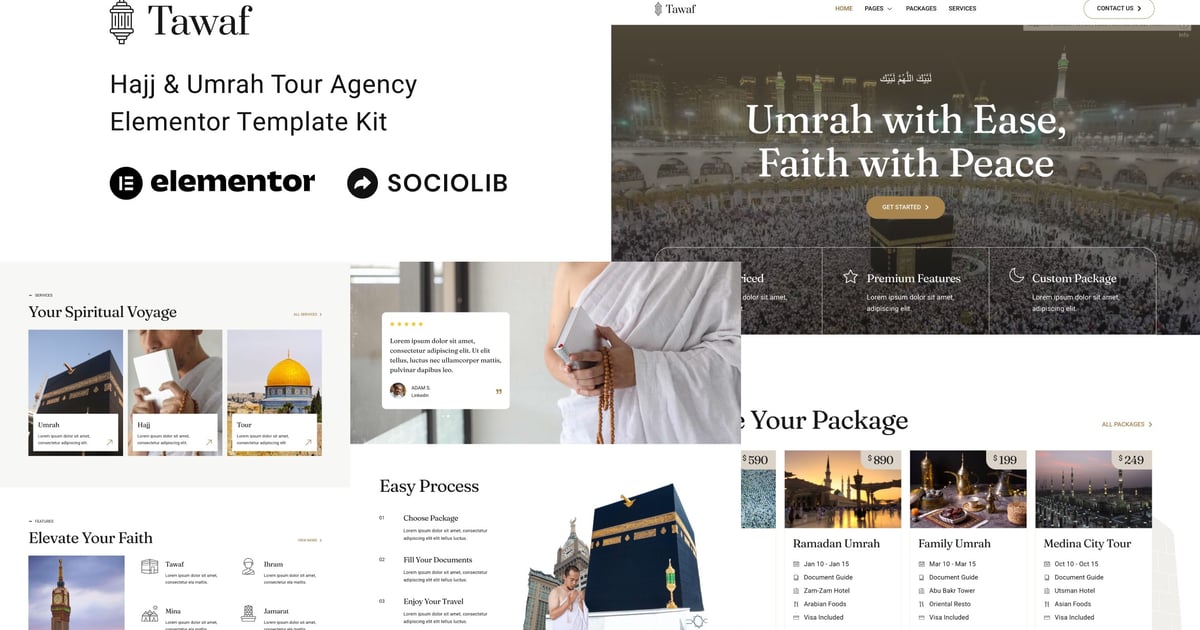 Tawaf – Hajj & Umrah Tourism Agency Elementor Template Kit