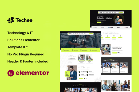 Télécharger Techee – Technology & IT Solutions Elementor Template Kit ...