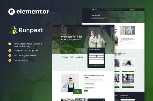 Download Runpest – Pest Control Service Elementor Template Kit