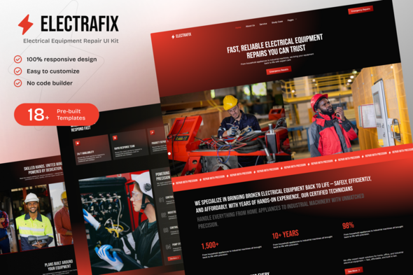 Download ElectraFix – Electrical Equipment Repair Elementor Template Kit