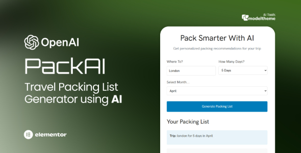 Télécharger PackAI – Travel Packing List Generator for WordPress