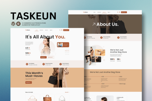 Download Taskeun – E-Commerce Bag Store Elementor Template Kit