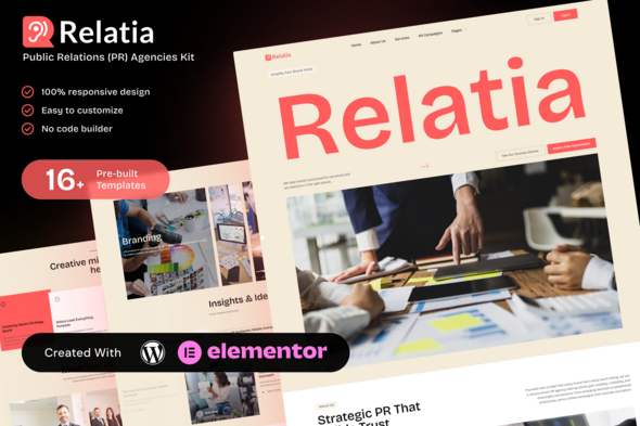 Download Relatia – Public Relations PR Agencies Elementor Template Kit