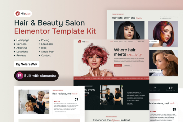 Download KilaSalon – Hair and Beauty Salon Elementor Template Kit