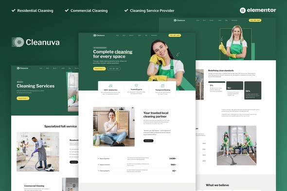 Download Cleanuva – Cleaning Services Elementor Pro Template Kit