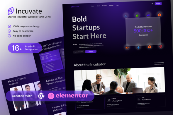 Download Incuvate – Startup Incubator Elementor Template Kit for Startup Growth