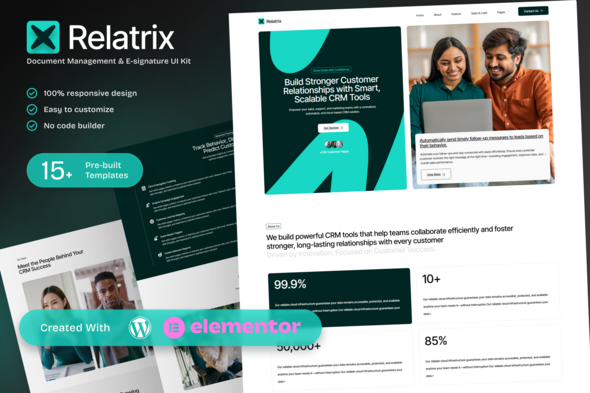Télécharger Relatrix – Customer Relationship Management CRM SAAS Platform Elementor Template Kit
