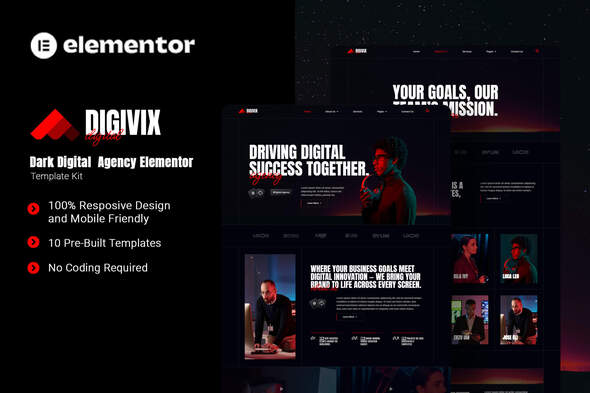 Télécharger Digivix – Dark Digital Agency Elementor Template Kit