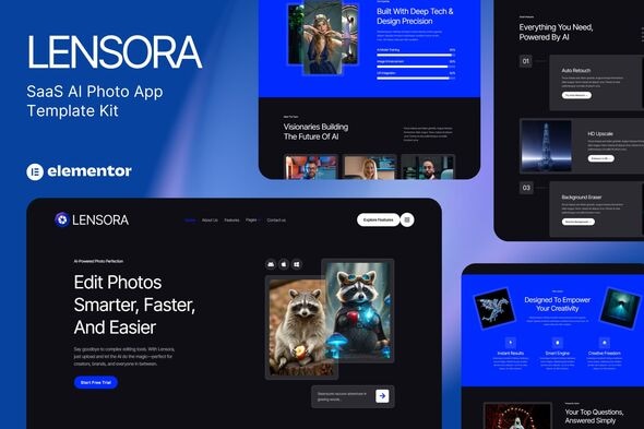Download Lensora – SaaS AI Photo App Website Elementor Template Kit