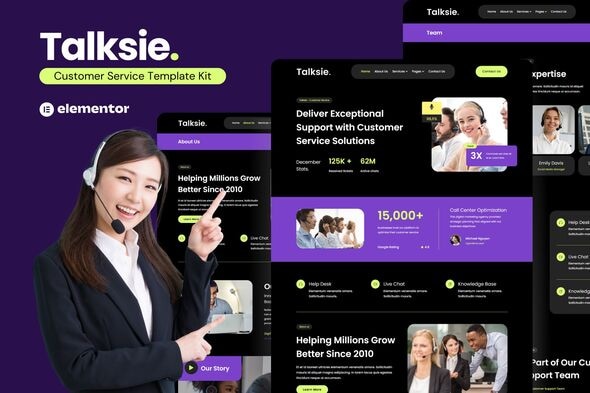 Download Talksie – Customer Service Website Elementor Template Kit