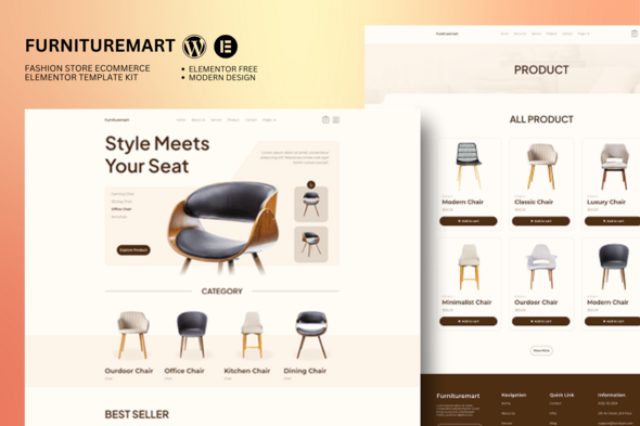 Télécharger Furnituremart – Furniture Ecommerce Elementor Template Kit