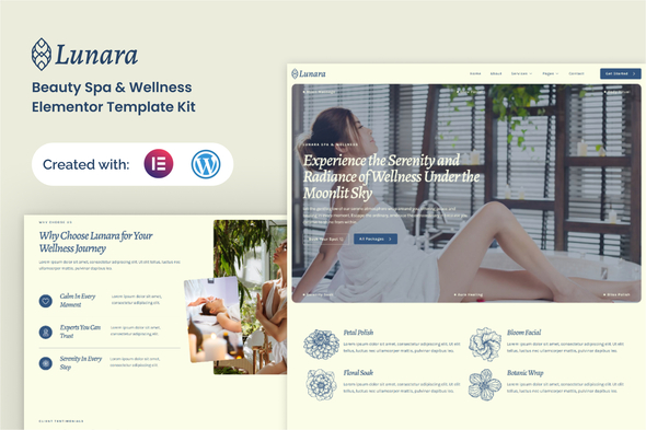 Download Lunara – Beauty Spa Wellnes Elementor Template Kit