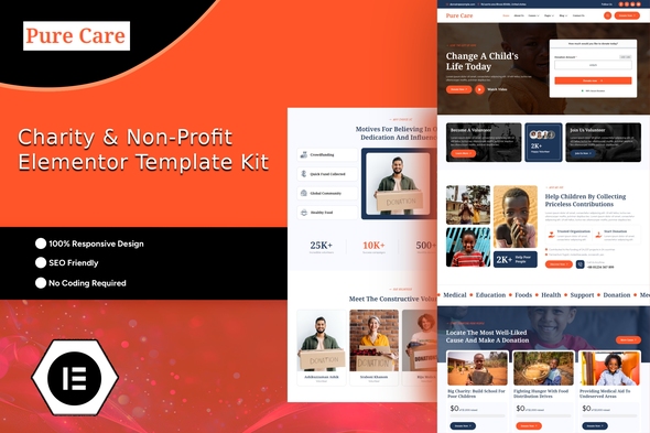 Download Purecare – Charity Elementor Template Kit