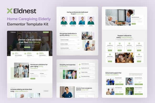 Download Eldnest – Home Caregiving Elderly Elementor Template Kit