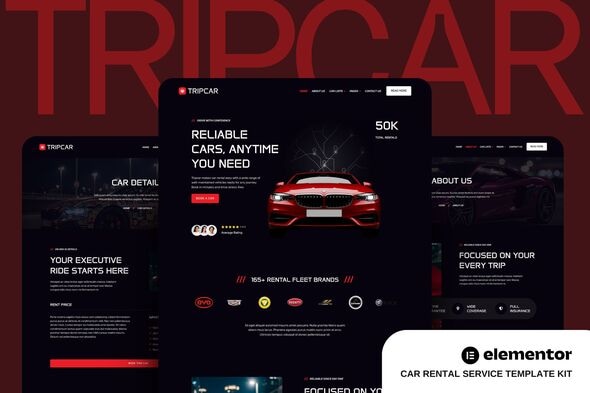 Download Tripcar – Car Rental Service Website Elementor Template Kit