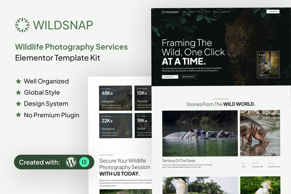 Download Wildsnap – Wildlife Photography Services Elementor Template Kit