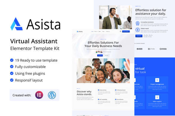 Download Asista – Virtual Assistant Elementor Template Kit