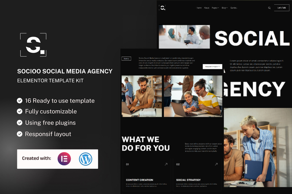 Download Socioo – Social Media Agency Elementor Template Kit