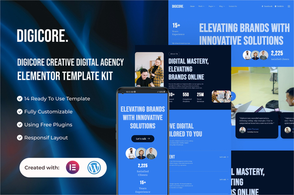 Télécharger Digicore – Creative Digital Agency Elementor Template Kit