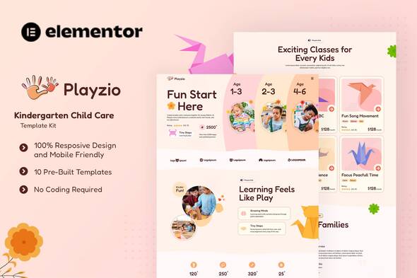 Download Playzio – Kindergarten Child Care Elementor Template Kit