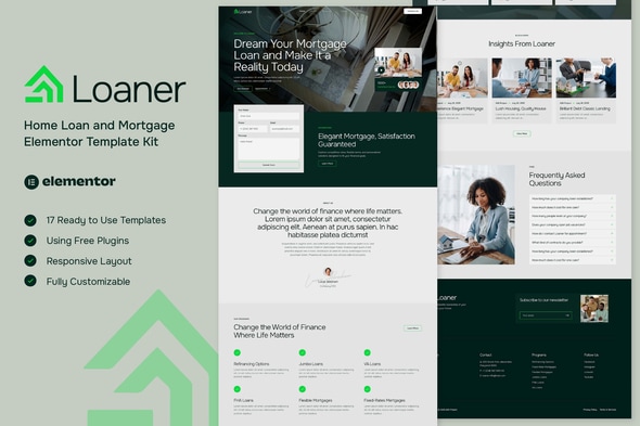 Download Loaner – Home Loan and Mortgage Elementor Template Kit
