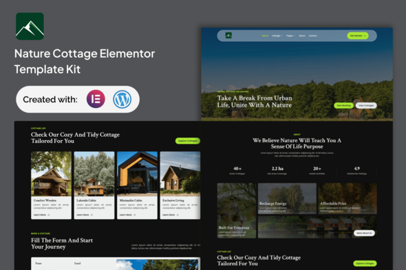 Télécharger Veridian – Nature Cottage Elementor Template Kit