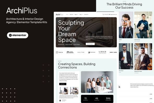 Download Archiplus – Architecture and Interior Design Agency Elementor Pro Template Kit